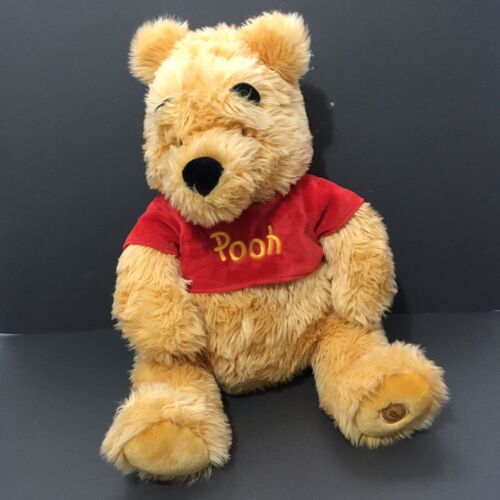 Disney Store Large Cuddler Winnie the Pooh Bear 19” Fuzzy Shaggy Plush Stamped - Afbeelding 1 van 11
