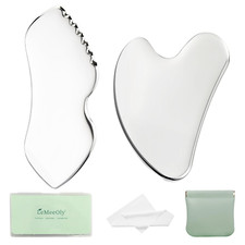 2Pcs Gua Sha Facial Tools Stainless Steel, Detailer Guasha Set for Face Neck, Na