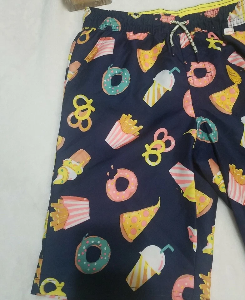 Cat & Jack Boys Blue Junk Food Swim Swimming Shorts Size L 12/14  - Image 3 of 4