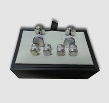  150 Bloomingdale's Men's Silver Polished Rhodium Reversible Stud Cufflink Set