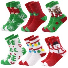 6 Pairs Adult Christmas Holiday Socks Warm Winter Cozy Socks One size Mix