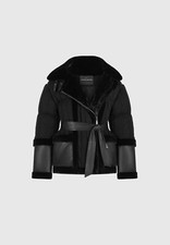Manière De Voir Knit And Plush Puffer Biker Black Jacket Size 12