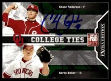 2009 Donruss Elite Extra Edition College Ties Green Chase Anderson Auto #7 Card