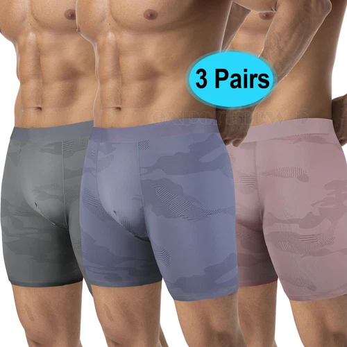 Men's Sport Performance Boxer Briefs Moisture-Wicking Trunks Underwear 3 Pack - Picture 1 of 16