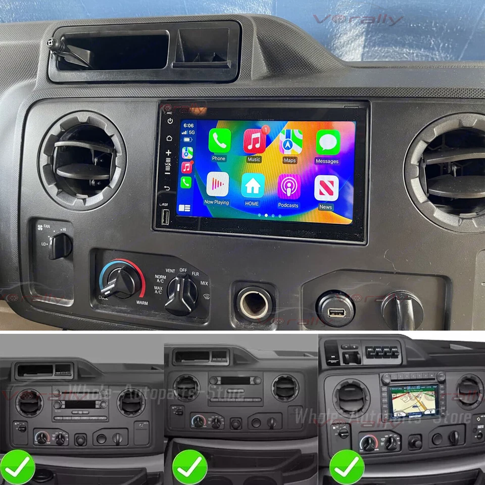 CarPlay For 2009-2014 Ford E250 E350 Super Duty Radio Bluetooth GPS Stereo W/Cam - Image 2 of 4