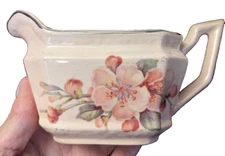 Vintage Pink Dogwood Flower Creamer Dish 1920s Ceramic Collectible Teaware