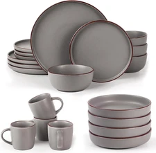Mercury Plates and Bowls Sets with Mugs Set, 20-Piece Stoneware Dinnerware Sets