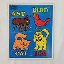 Vintage 1986 Playskool Alphabet Friends Wood Tray Puzzle