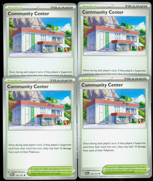 Pokemon - 4x Community Center 146/167 - Twilight Masquerade - NM/M