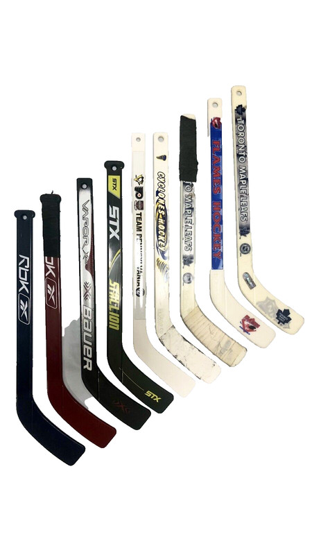 Lot of 9 NHL Teams Knee Hockey Mini Sticks RBK Bauer STX Maple Leafs
