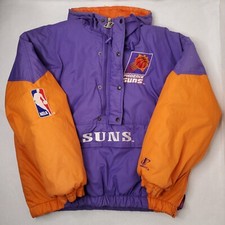 VTG 90's Phoenix Suns Jacket NBA Logo Athletic XL Pullover Kangaroo Pocket Coat