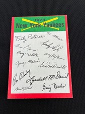 NEW YORK YANKEES 1974 TOPPS TEAM CHECKLIST THURMAN MUNSON UNMARKED BASEBALL CARD