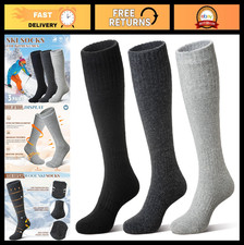 Unisex Merino Wool Ski Socks - Thermal Knee High Winter Boot Socks, 3 Pairs