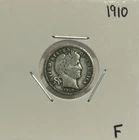 1910 Silver Barber Dime, 90% Silver, F, Very Nice, Low Mintage! 🔥🔥