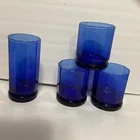Vtg Anchor Hocking Essex Cobalt Blue Glass Decagon Glassware 4 Pieces