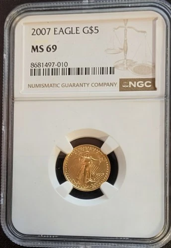 2007 $5 Gold 1/10 oz Eagle  MS69 NGC
