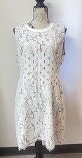 Tommy Hilfiger Outer LacePaisley Lining Raw Hem DressWomen Sz 16 White