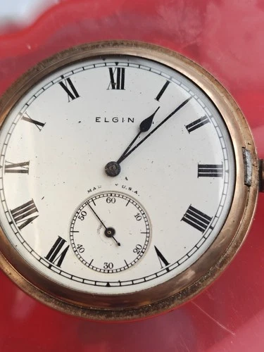 Antique 1898 Elgin Pocket Watch 7J Gold Filled Case Running Keeps Time 24h