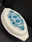 Vtg Turquoise Blue Horizon Divided Casserole Dish #30 1 1/2 Quart & Lid 945C
