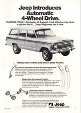 1973 Jeep Wagoneer Quadra-Trac 4x4 SUV Vintage Print Ad Man Cave Wall Art 70s