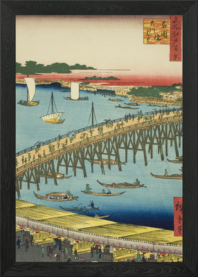 Ryogoku Brücke in der Abenddämmerung gerahmtes Wandbild Poster Leinwanddruck Bild