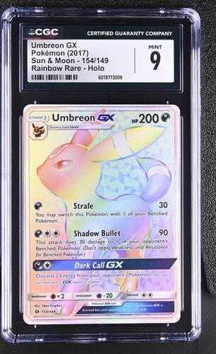 2017 Pokemon Umbreon GX 154/149 Sun Moon Base Set Holo Rainbow Rare CGC 9
