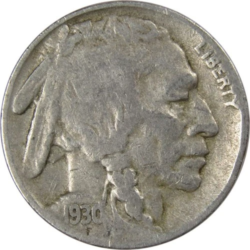1930 S Indian Head Buffalo Nickel 5 Cent Piece VG Very Good 5c US Coin