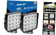 Square LED Work Light 12V, 2 Pack 64W 12V 4X4 LED Spotlight, Square 4 Inch