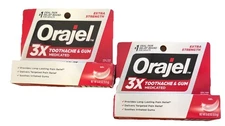 2X Orajel 3X Medicated Toothache & Gum .42oz GEL Immediate Pain Relief 08/2026