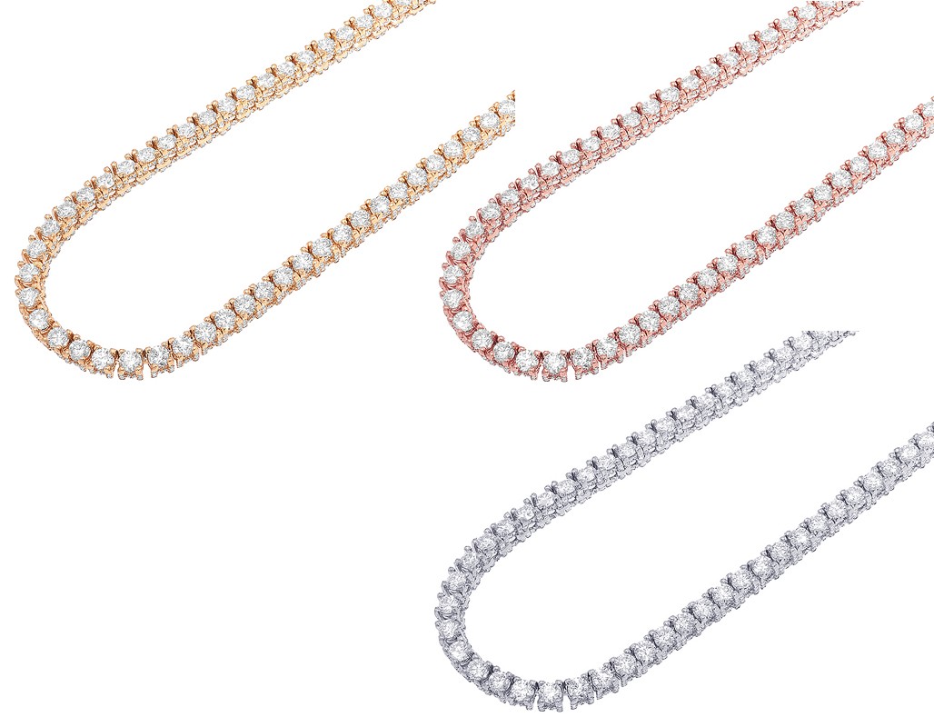 20 Ptr 26 CT Diamond Tennis Necklace 4MM 16-24 Inch 10K Gold