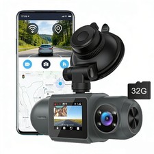 COOAU 2 Kanal Dashcam Auto Innen Dash Cam Nachtsicht G-Sensor Parküberwachung
