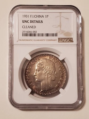 1931 French Indo China 1 piastre, NGC graded UNC.