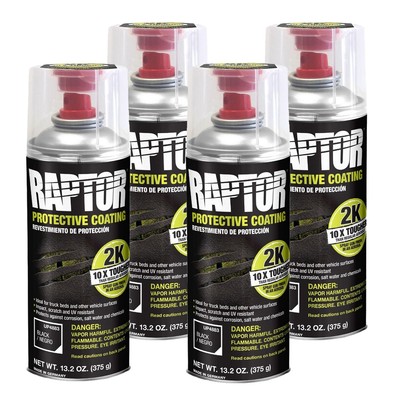 U-POL 4883 Raptor 2K Black Spray-On Truck Bedliner Aerosol 4 Pack 13.2 oz