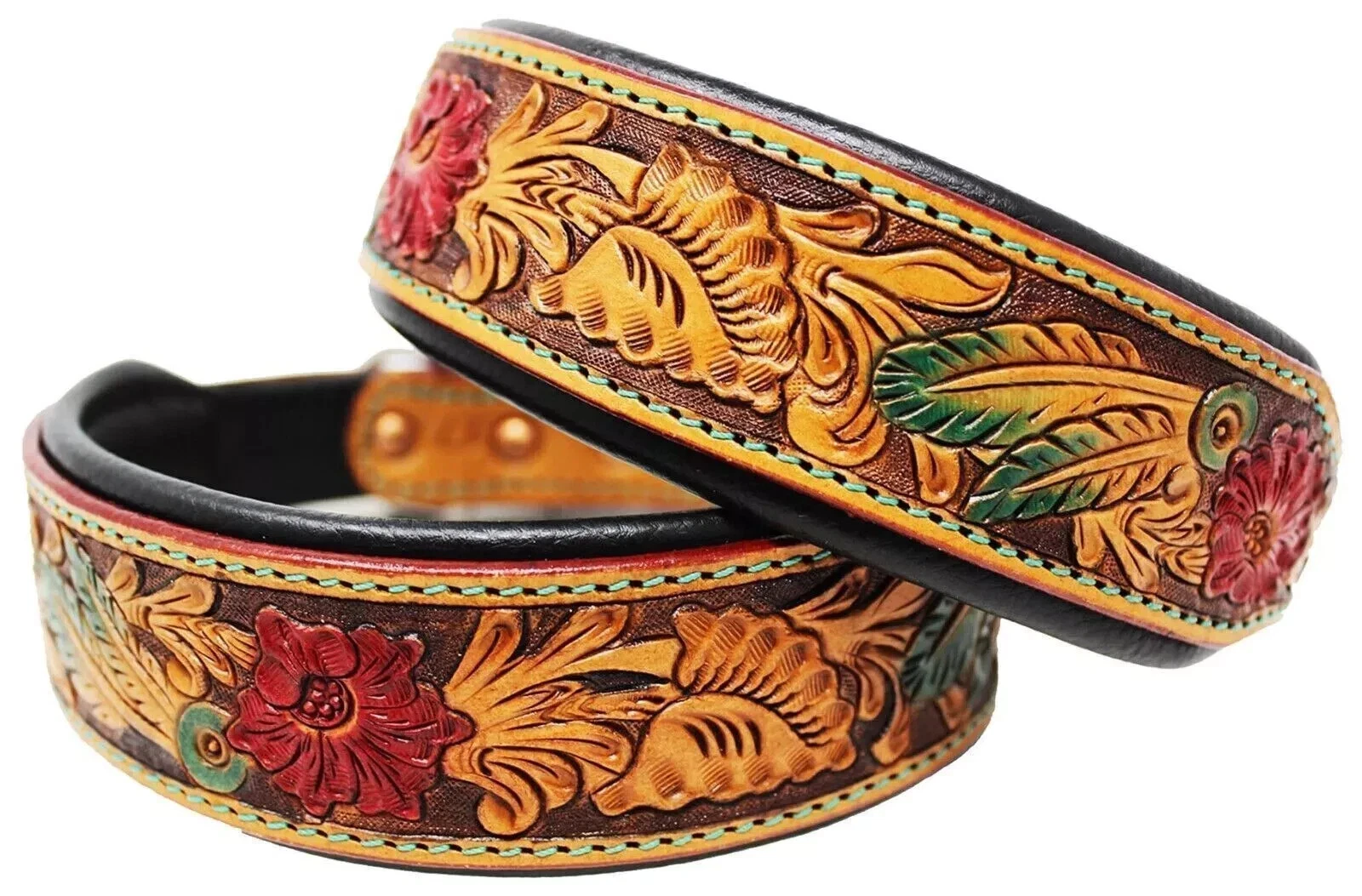 Heavy Duty Dog Collar Padded Genuine Leather Hand Tooled Leather Pet Collar F/S.
Opens in a new wind