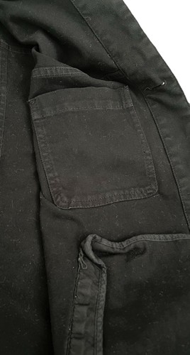 RARO Casco Lang Envejecido Rasgado Denim Chaqueta Negro Talla S 100% Algodón - Imagen 4 de 5