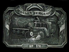 UB01164 NOS VINTAGE 1986  MASSEY FERGUSON MF 510  TRACTOR PEWTER BELT BUCKLE