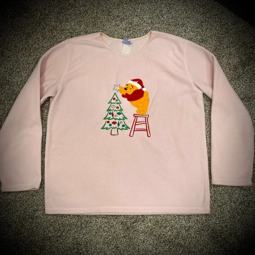 Women(L) WINNIE THE POOH CHRISTMAS SWEATSHIRT light pink disney tree