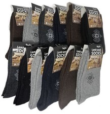 Men Winter Socks Lamb Wool Warm, Size 10-13 Geometrics Fair Isle Holiday 12-Pack