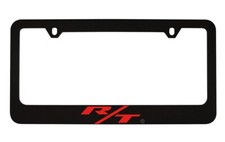Dodge Rt Red Text Black Plastic License Plate Frame