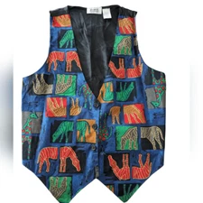 Vintage 90s Sostanza colorful Safari animal print vest