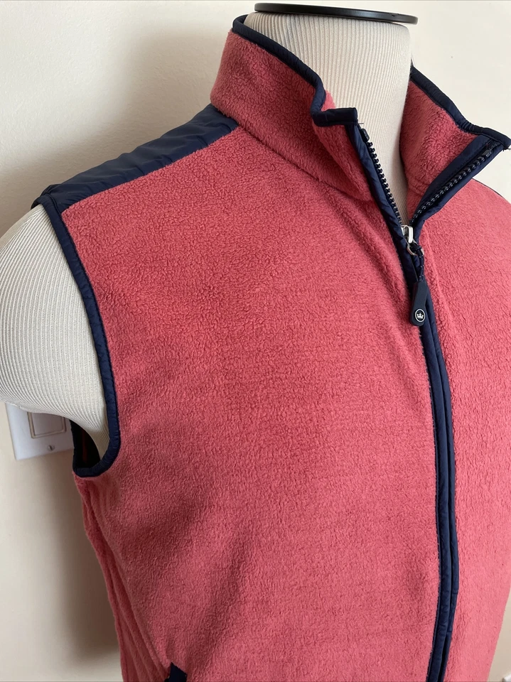 PETER MILLAR Sea New Men’s Full Zip Navy/Pink Sleeveless Fleece Jacket Size M - Image 4 of 4