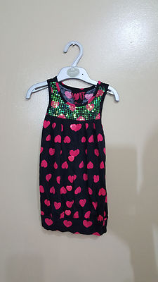 Baby girls red & black summer hearts dress 2-3 years