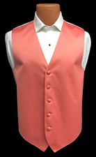 Men's Orange Satin Tuxedo Vest Prom Wedding Groom Formal Coral Salmon Pink Red