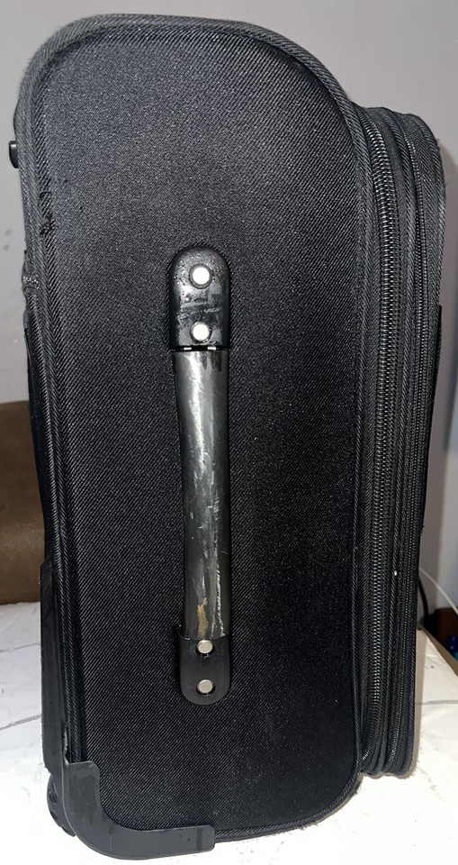 Rolling Wheels Suitcase Travel Luggage CarryOn Multi Pockets SS Black