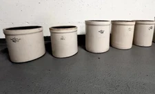 Five Antique Robinson Ransbottom Pottery Stoneware Crocks /Planters - 1900s