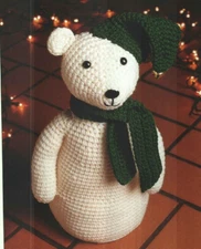 SNOWBEAR WITH SCARF & HAT 15" STUFF ANIMAL TOY CROCHET PATTERN INSTRUCTIONS