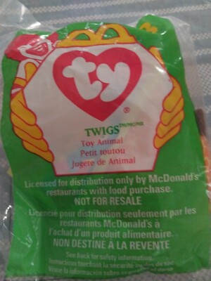 McDonald's Happy Meal Ty Teenie Beanie Babies #3 ''Twigs'' The Giraffe 1998 NRFP