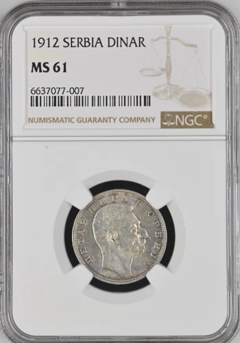 SERBIA 1 DINAR 1912 NGC MS 61