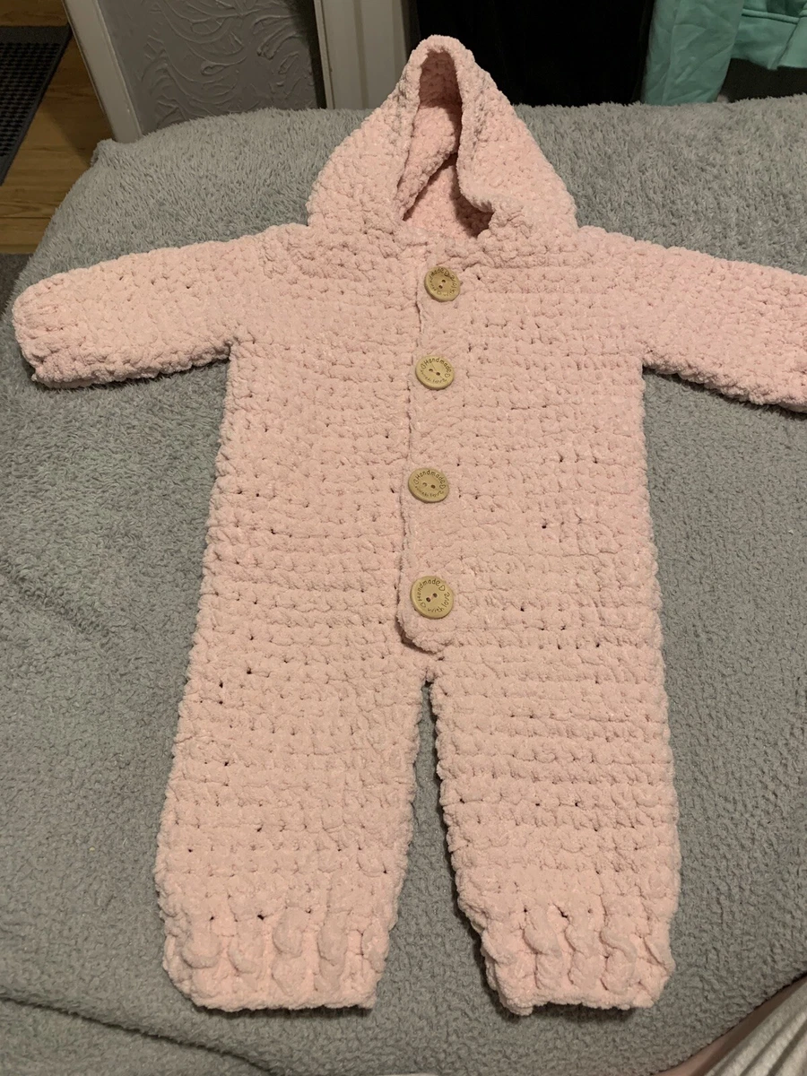 Handmade knitted crochet baby snow suit baby grow romper one piece | eBay