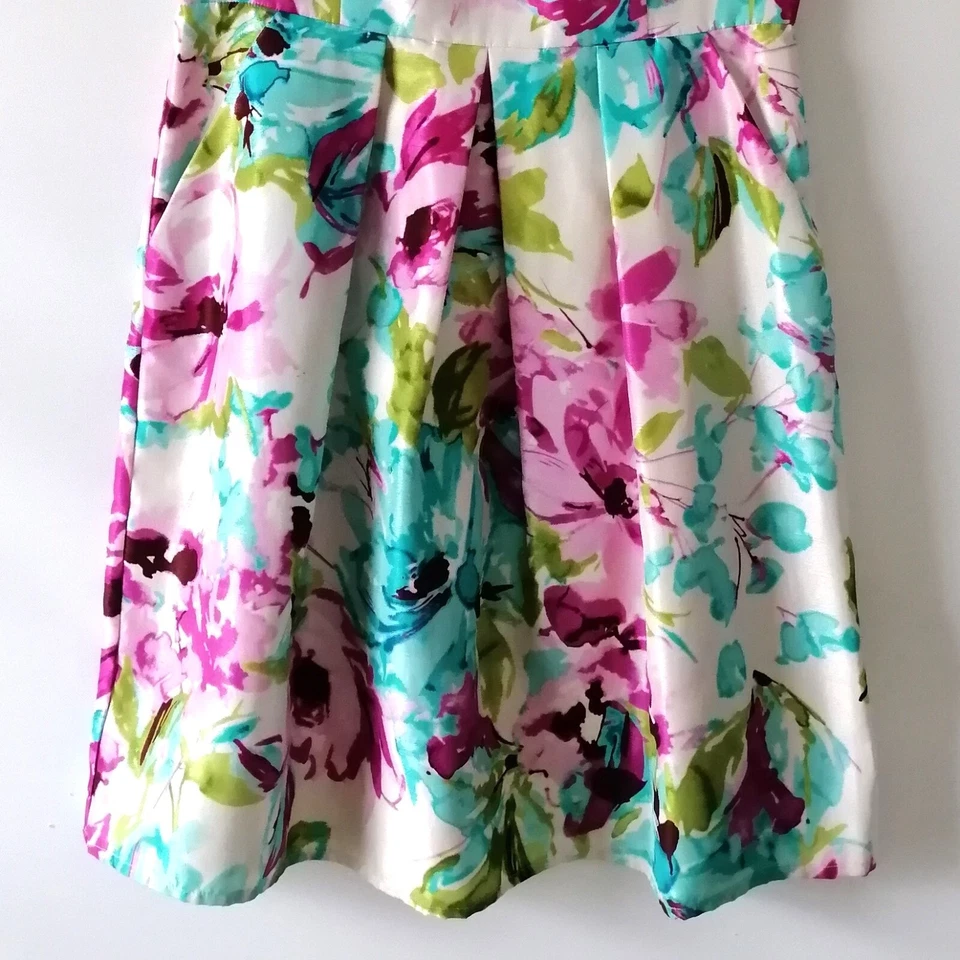 Madison Leigh Womens Multicolor Sleeveless V Neck Floral Fit&Flare Dress Size 12 - Image 4 of 4